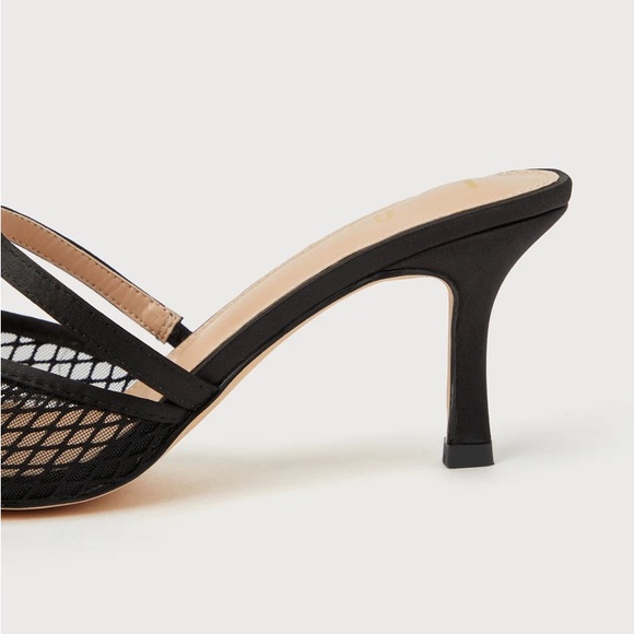 Flaxen Black Mesh Pointed-Toe Mule Pumps - Picture 2 of 4